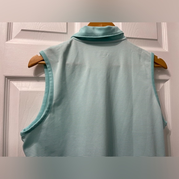 Vineyard Vines Performance Polo Shirt Women’s Striped Sleeveless Golf Large Teal - Picture 10 of 10